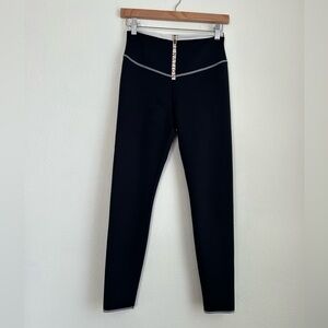 P.E Nation High Rise Black Rudimental Zip Waist Leggings Small